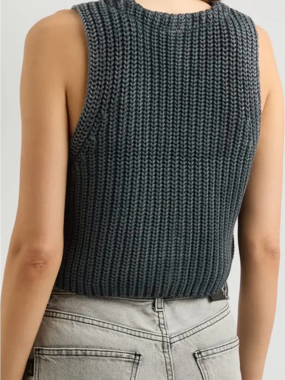 Free People close to me Charcoal Knit Button-Front Sweater Vest